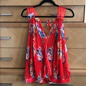 Semi sheer orange-red tank